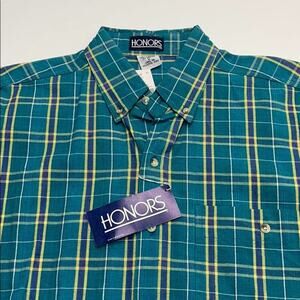 HONORS Mens Medium Green Short Sleeve Shirt